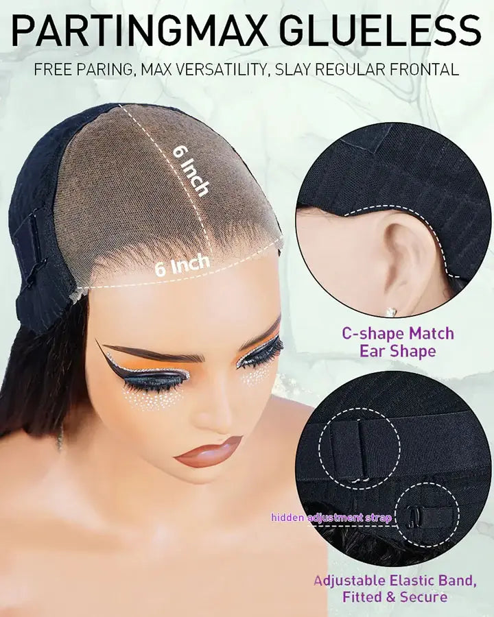 MINICE Ready To Go 6x6 Pre-Cut Lace Glueless Wigs Invisible Knot Pre-Bleached Water Wave Wigs