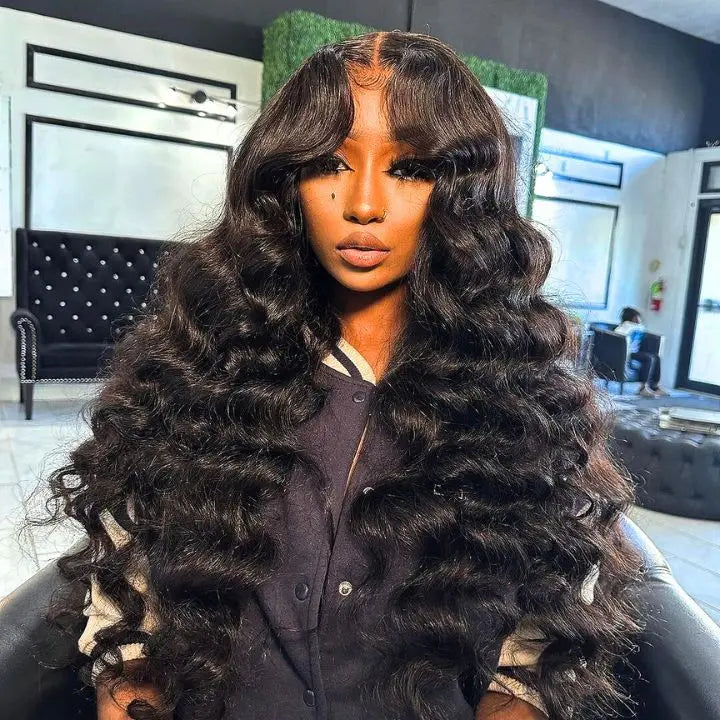 300% Density Luxury Bouncy Wavy Virgin Human Hair Transparent HD Lace Front Wig Pre-Plucked Hairline Day to Night Ready