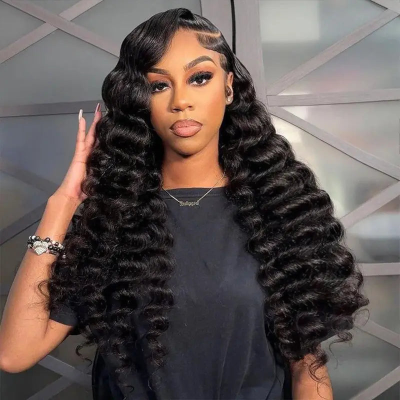 300% Density Luxury Bouncy Wavy Virgin Human Hair Transparent HD Lace Front Wig Pre-Plucked Hairline Day to Night Ready