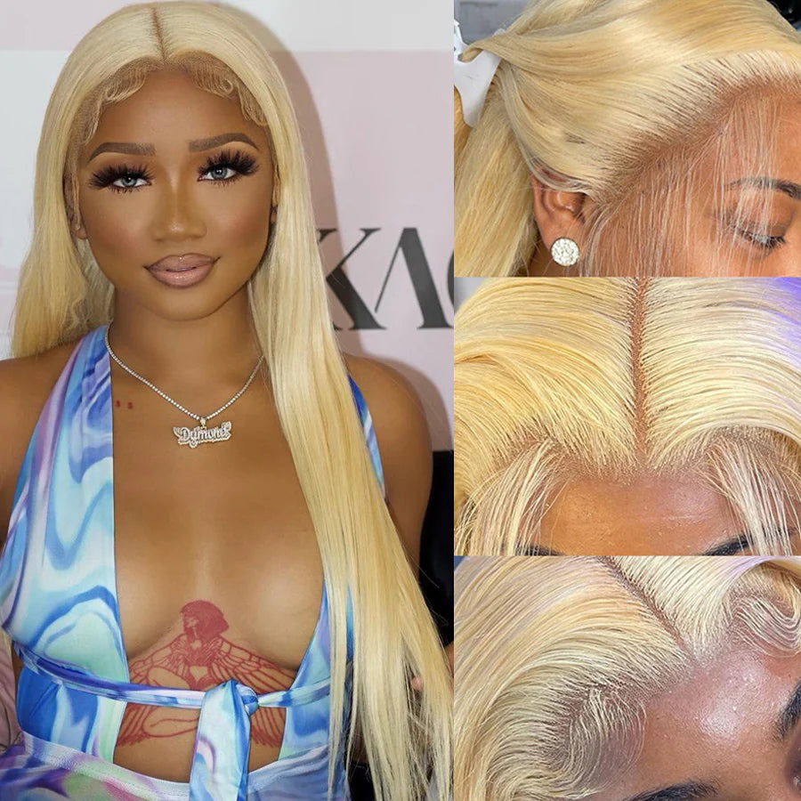 Minice 613 Blonde Hair Silky Straight 13x6 HD Lace Frontal Wigs Human Hair