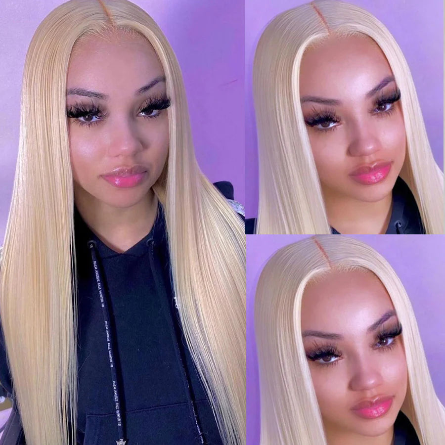 Minice 613 Blonde Hair Silky Straight 13x6 HD Lace Frontal Wigs Human Hair