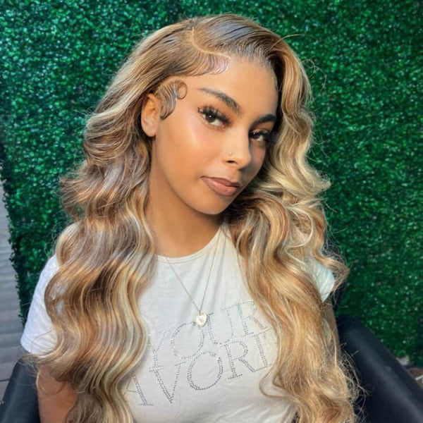 Brown Wig With Blonde Highlights P27/613 Wig 13X4 Lace Front