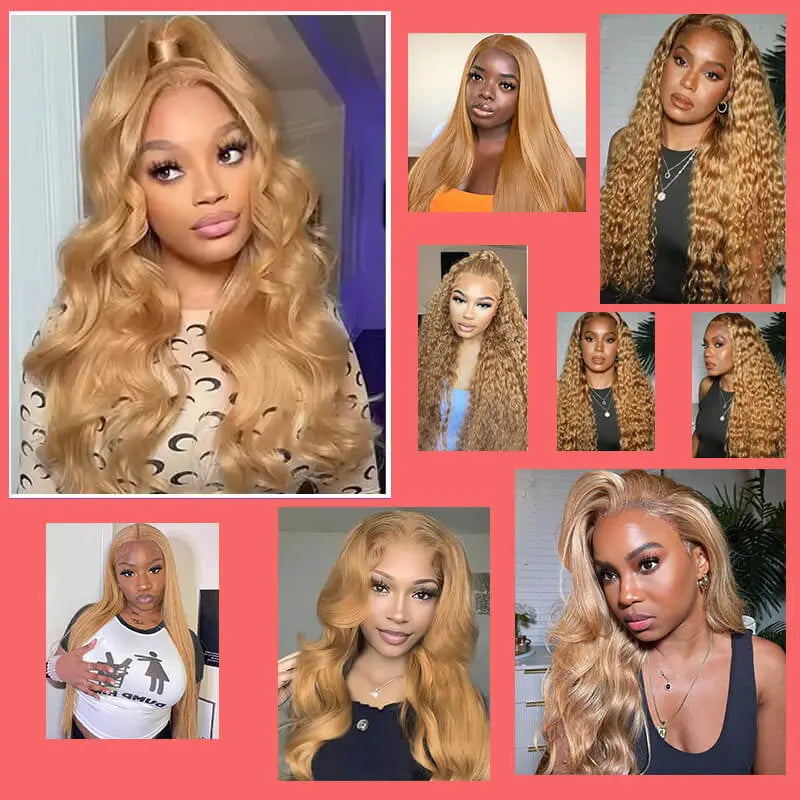 Minice Honey Blonde Body Wave Lace Front Wig 13X4 HD Lace Human Hair Super Sale
