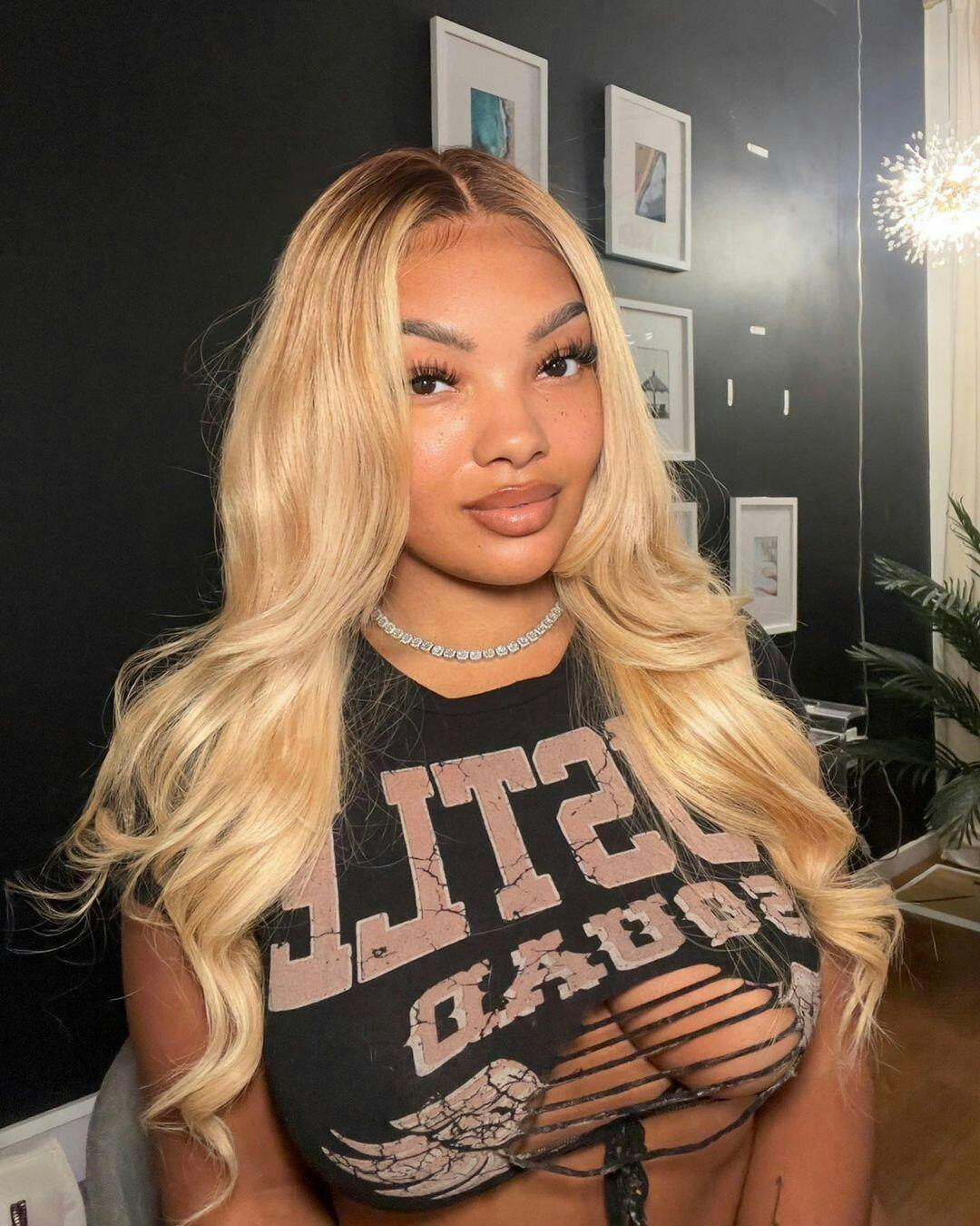Minice Hair 1B/27 OMBRE Invisible Strap 360 Drawstring 100% human hair Lace wig Bleached Knot