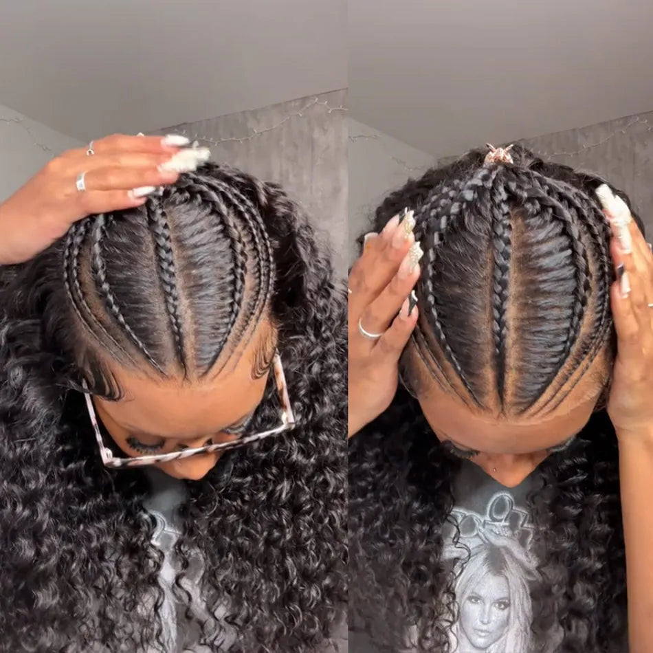 Braided Human Hair 13x6 Per-Everything Lace Front Wigs-Minice