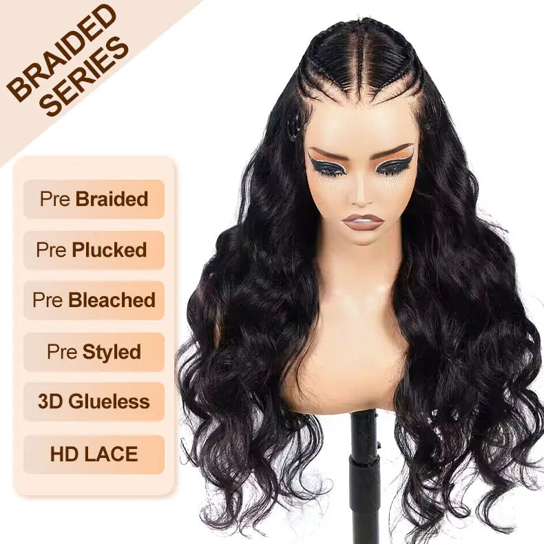 Braided Human Hair 13x6 Per-Everything Lace Front Wigs-Minice