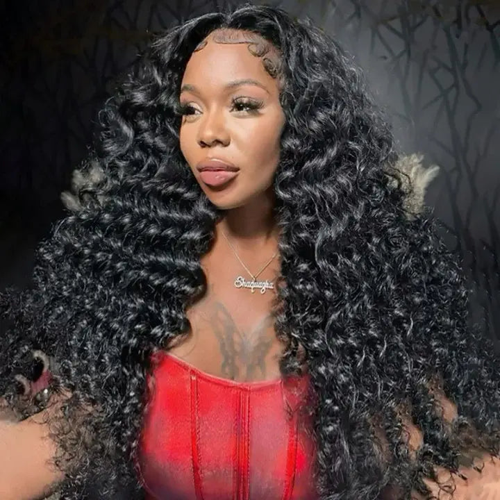 Code:M100F | Minice Loose Deep Wave Wig 300% Full Density 13X4 HD Lace Frontal Wig Pre Plucked Human Hair Wigs Super Sale