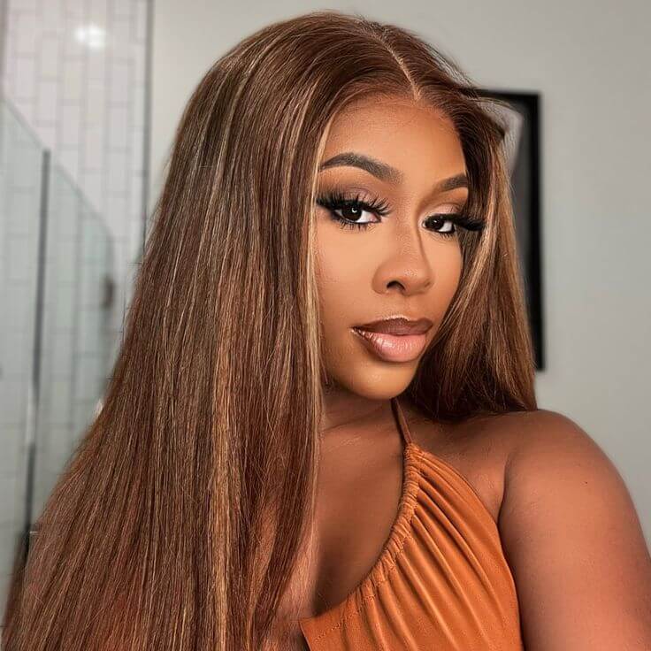 BOGO Exclusive Sale Invisible Strap 360 Deep Wave Wig+ 18 inch 4/27 Highlight Straight Wig