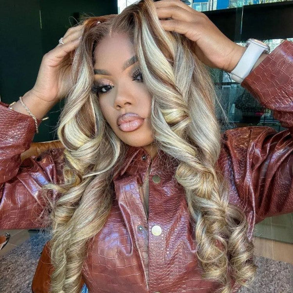 Brown Wig With Blonde Highlights P27/613 Wig 13X4 Lace Front