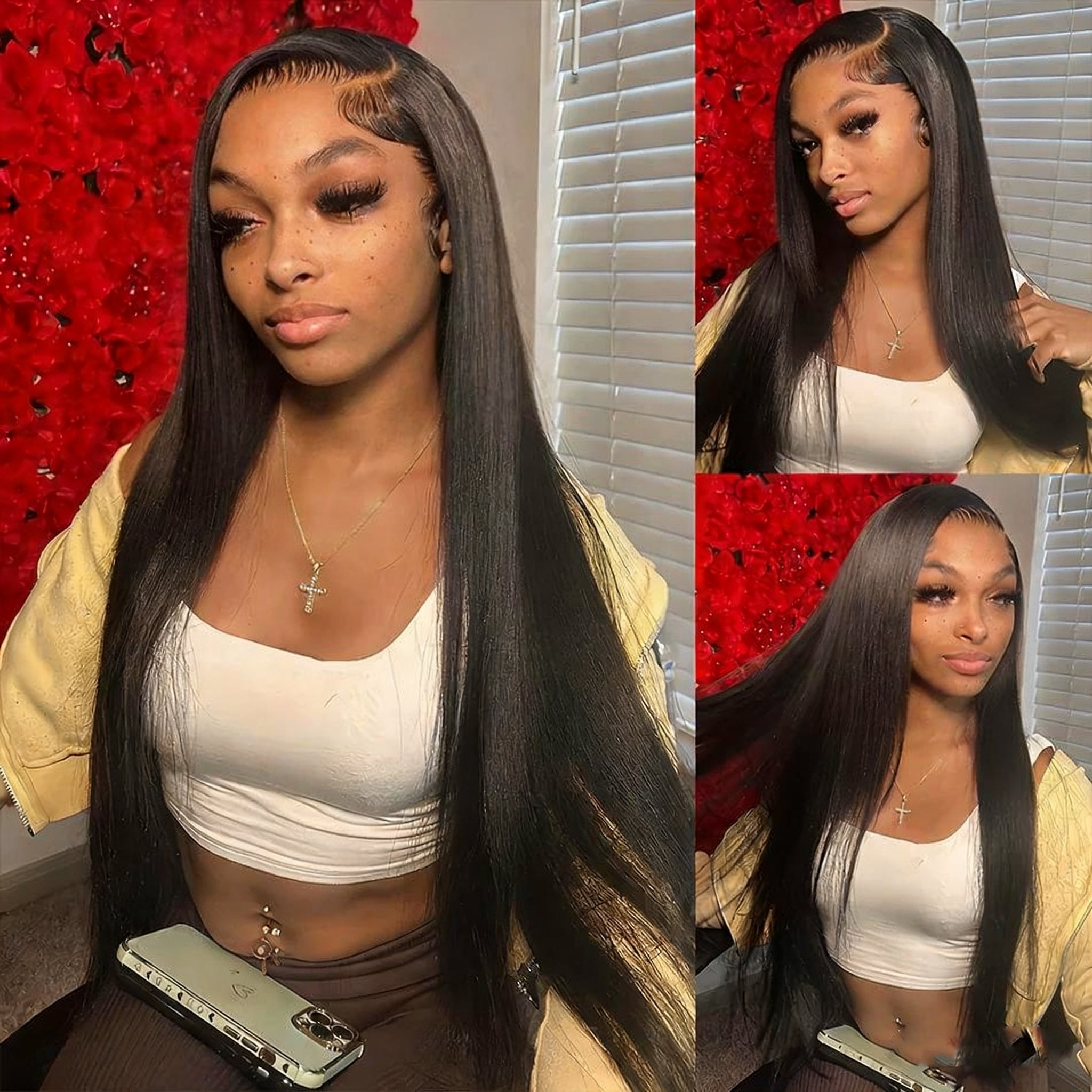 30"=$198 Minice Bone Straight Lace Front Wig 100% Real Human Hair HD Transparent Lace For Women Pre Plucked Super Sale