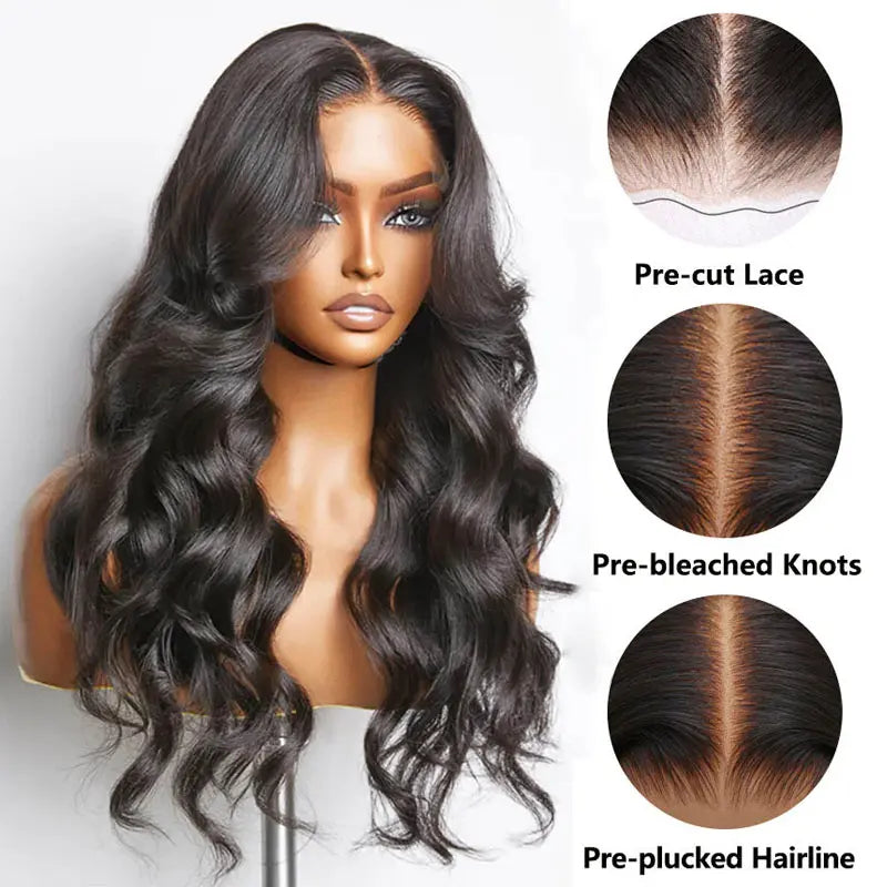 Minice Ready To Go Glueless Body Wave 13X4 Pre-cut Lace Pre-plucked Pre-bleached Wig