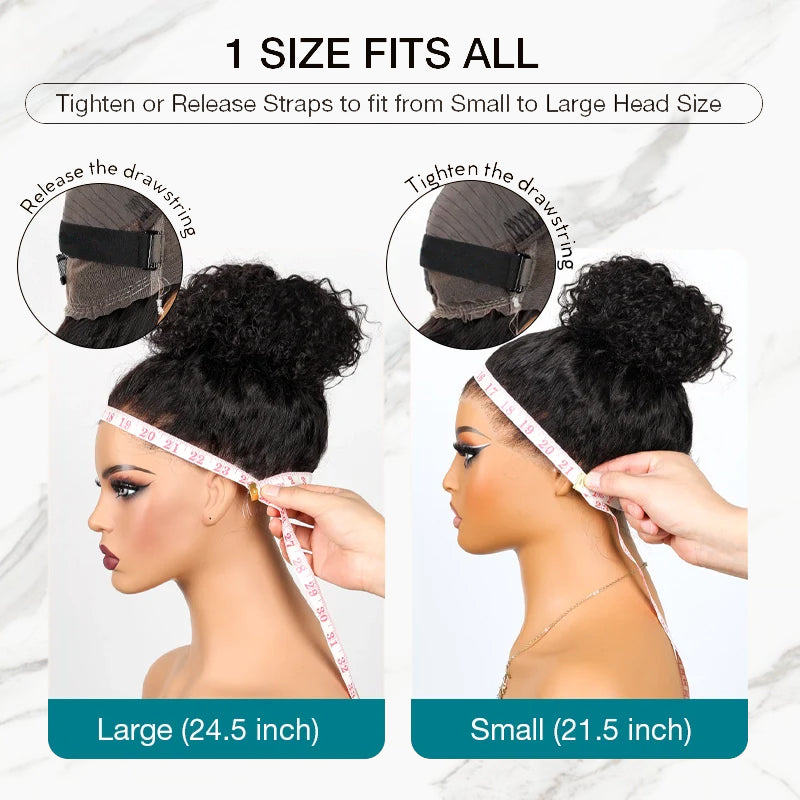 Invisible Strap Straight Hair 360 Lace Forehead Wig Bleached Knot