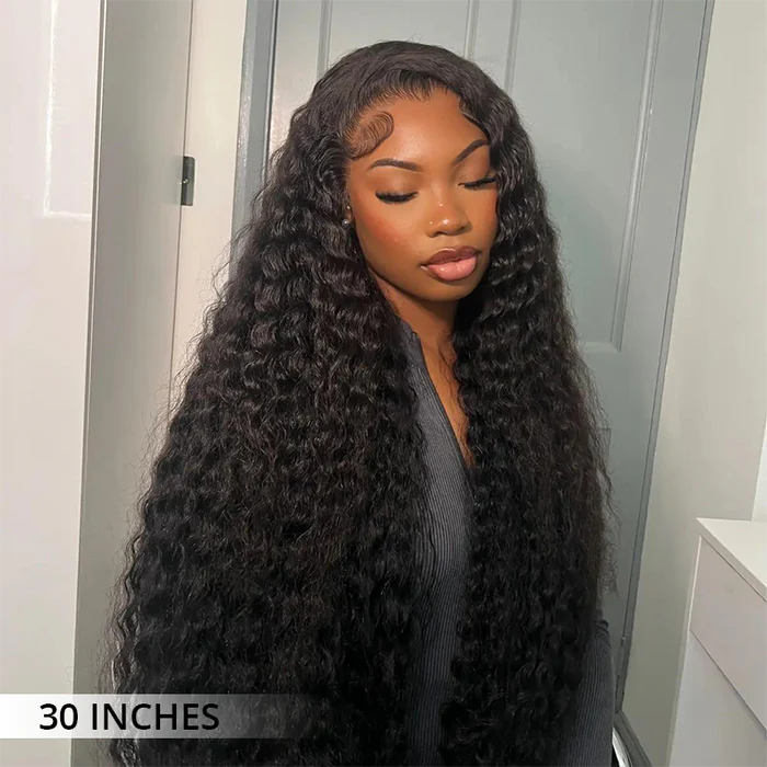 Minice 300% Density Luxury Deep Wave Virgin Human Hair Transparent HD 13X4 Lace Front Wig Pre-Plucked Hairline