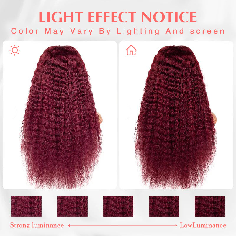 Minice 99J Burgundy Deep Wave 6×6 Pre-cut Lace Glueless Wig Human Hair Wigs