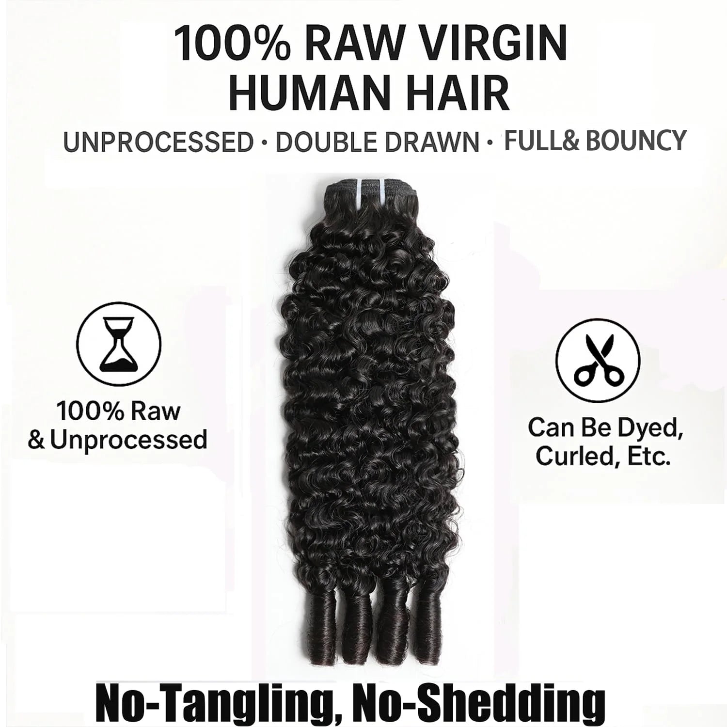 3 Pc/Pack Burmese Curly Human Hair 3 Bundles With Twist Out Ends Human Hair