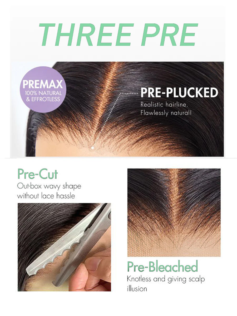 Minice Water Wave Bob wig 6x6 Pre-cut lace pre-pulled pre-bleached invisible knots