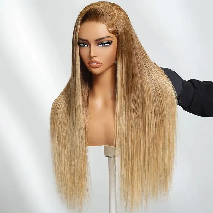 Minice Ready to go Ombre Golden Blonde Straight Pre-bleached invisible knots 7x5 HD Glueless Lace Wig