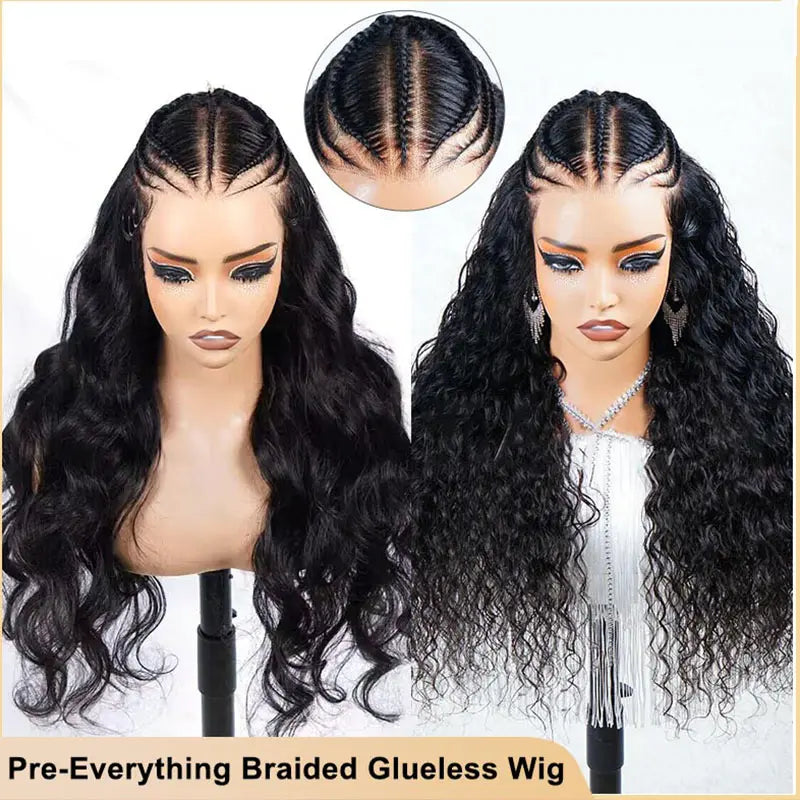 Braided Human Hair 13x6 Per-Everything Lace Front Wigs-Minice