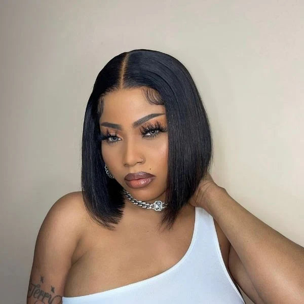 Short Bob Straight Wig 13x4 Transparent Lace Front 100% Human Hair Bob Wigs With Baby Hair Super Sale