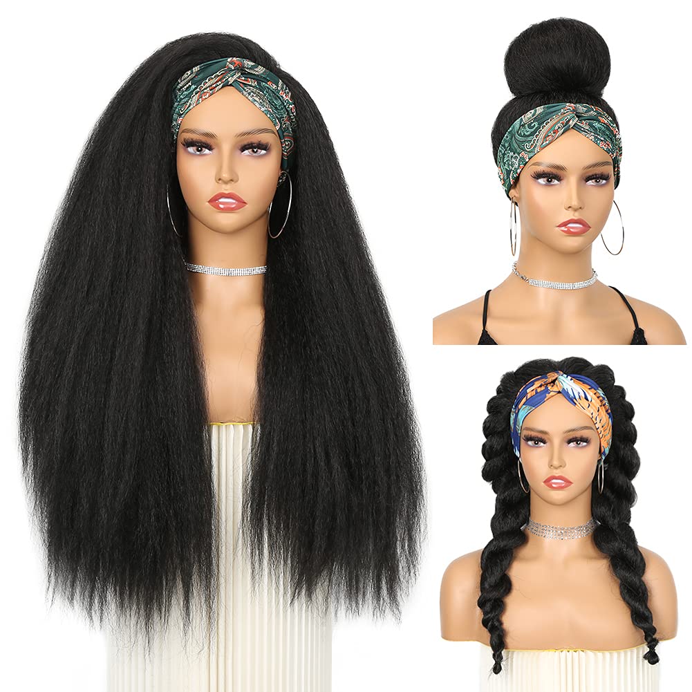 Minice Headband Wig Human Hair Kinky Straight None Lace Wig Glueless Yaki Straight Headband Wigs