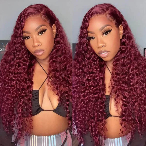 MINICE Burgundy 99J Deep Wave Wig 13x6 HD Lace Frontal