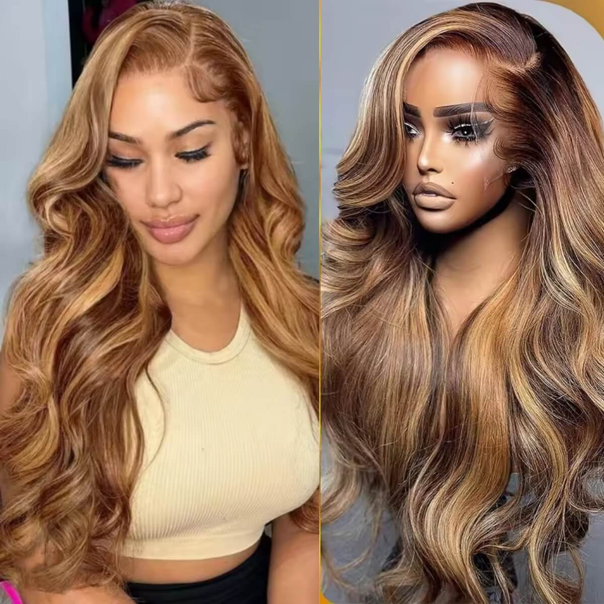 Minice 4/27 Highlight Body Wave Wig Pre-everything 13x4 HD Lace Front