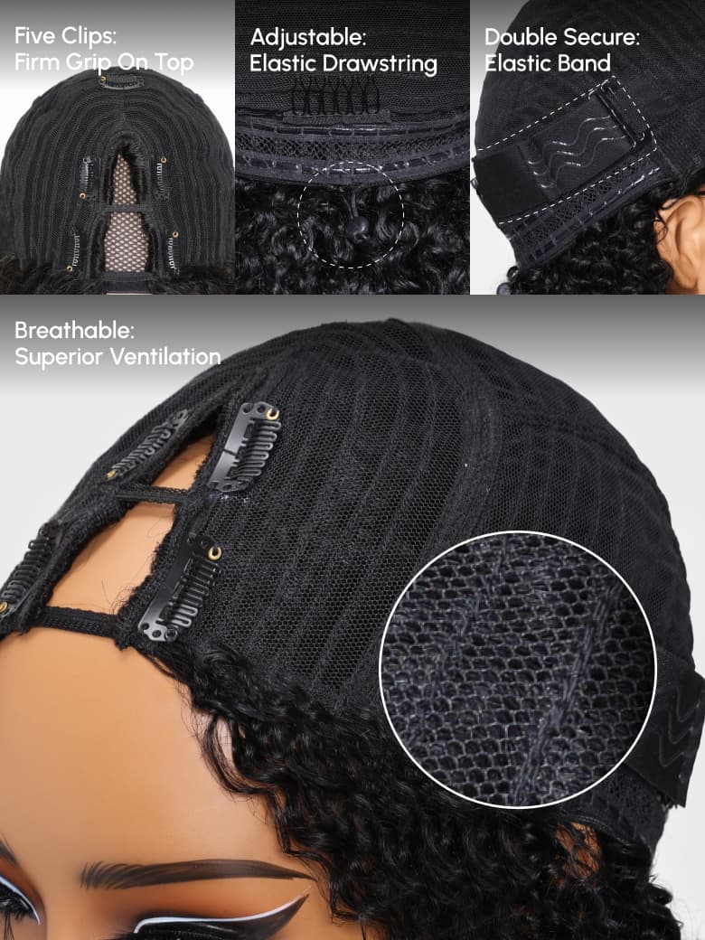 Ready To Go Glueless V Part Wig Straight 100% Virgin Human Hair Upgrade u part Wig