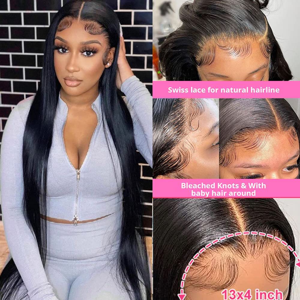 Silk Straight Pre Bleached Knots Lace Front Wigs 13x4 Lace Wigs Human Hair 50% OFF
