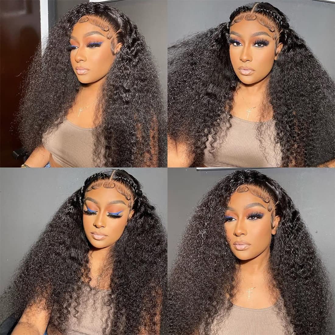 Minice 13x6 Lace Front Wigs Deep Wave Natural Black Human Hair 180% Density HD Lace Wigs Pre Plucked
