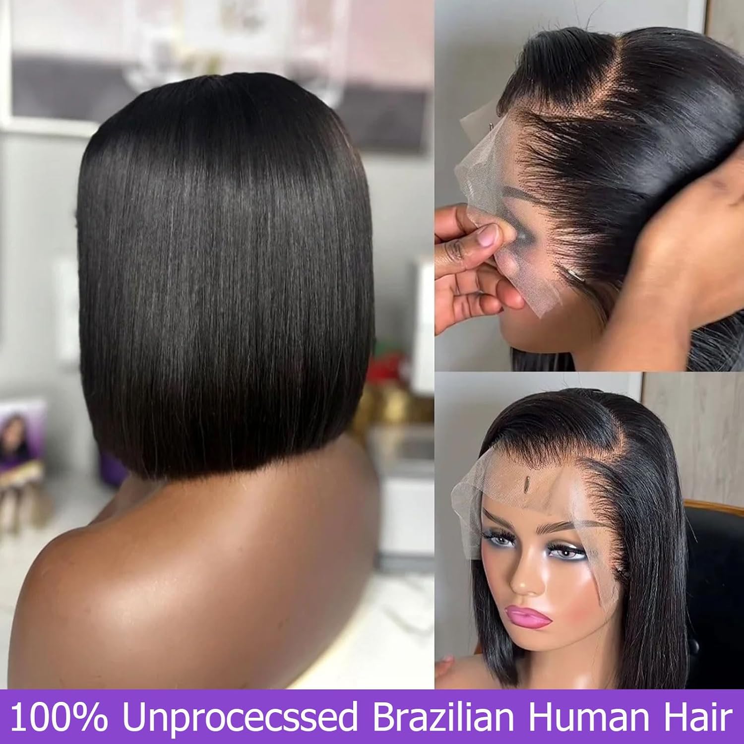 Short Bob Straight Wig 13x4 Transparent Lace Front 100% Human Hair Bob Wigs With Baby Hair Super Sale