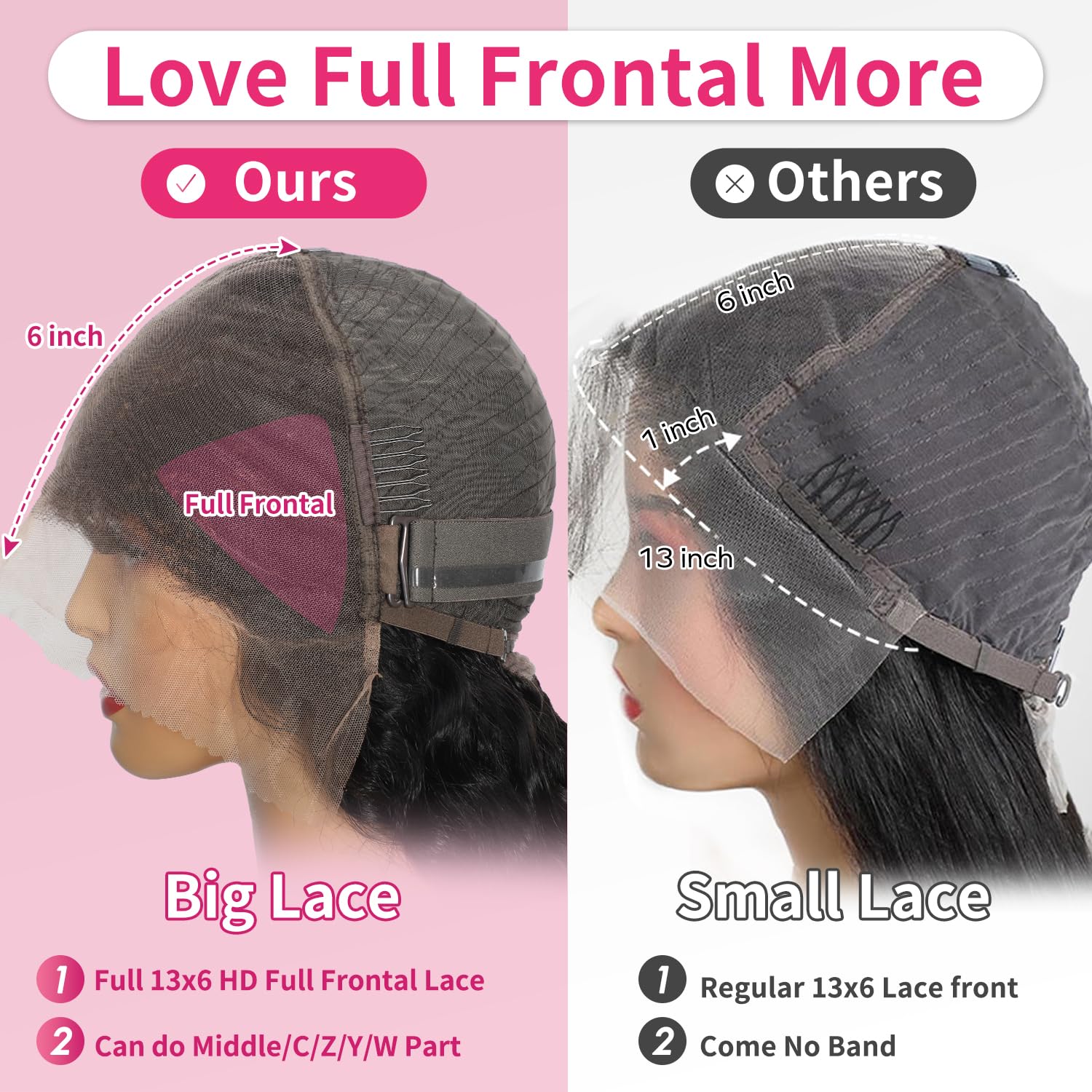 Minice 13x6 Lace Front Wigs Deep Wave Natural Black Human Hair 180% Density HD Lace Wigs Pre Plucked