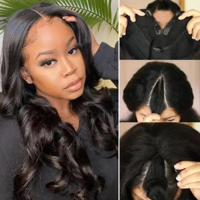 Ready To Go Glueless V Part Wig Body Wave 100% Virgin Human Hair With Drawstring Upgrade u part Wig