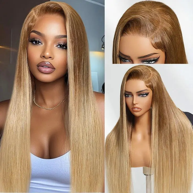Minice Ready to go Ombre Golden Blonde Straight Pre-bleached invisible knots 7x5 HD Glueless Lace Wig