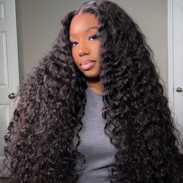 Minice 300% Density Luxury Deep Wave Virgin Human Hair Transparent HD 13X4 Lace Front Wig Pre-Plucked Hairline