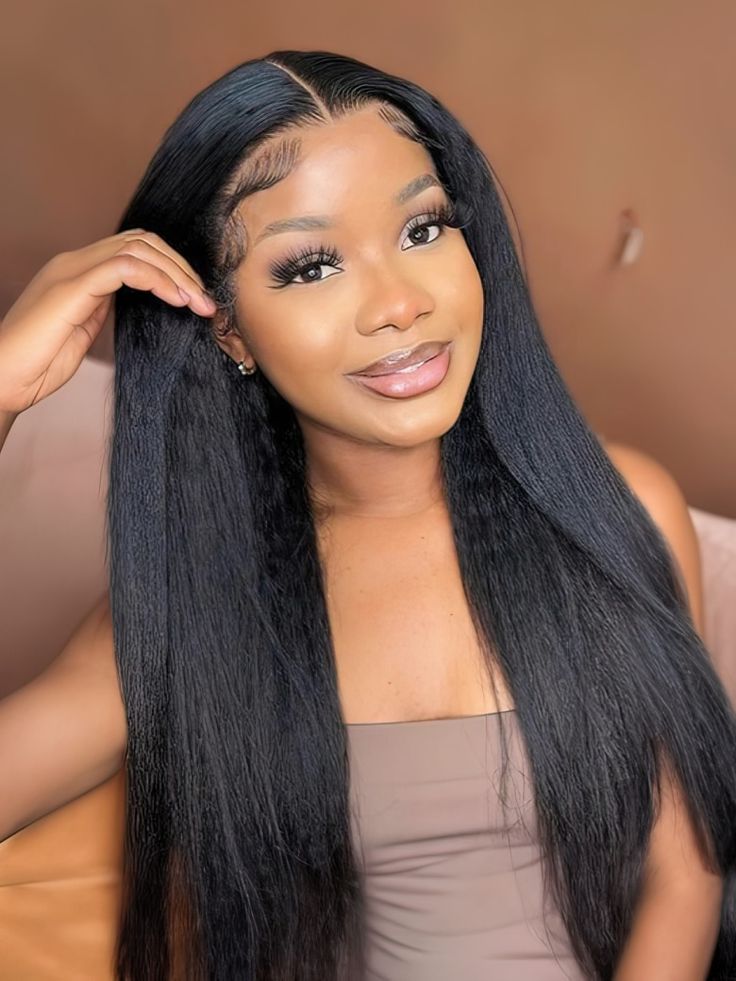 Ready To Go Glueless V Part Wig Yaki Straight 100% Virgin Human Hair With Drawstring Upgrade u part Wig
