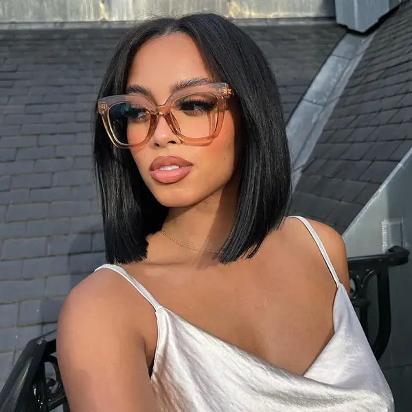 Code:M100F | Straight Short Bob Wigs 13X4 Lace Frontal Wig Human Hair Pre Plucked Super Sale