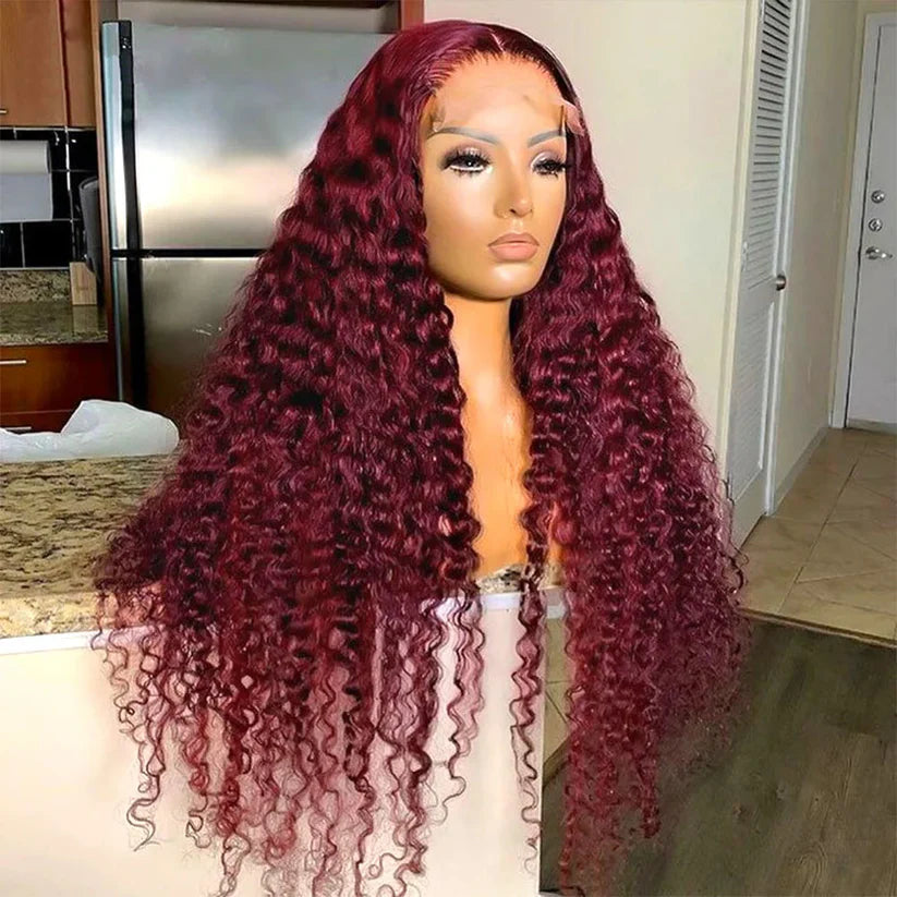 MINICE Burgundy 99J Deep Wave Wig 13x6 HD Lace Frontal