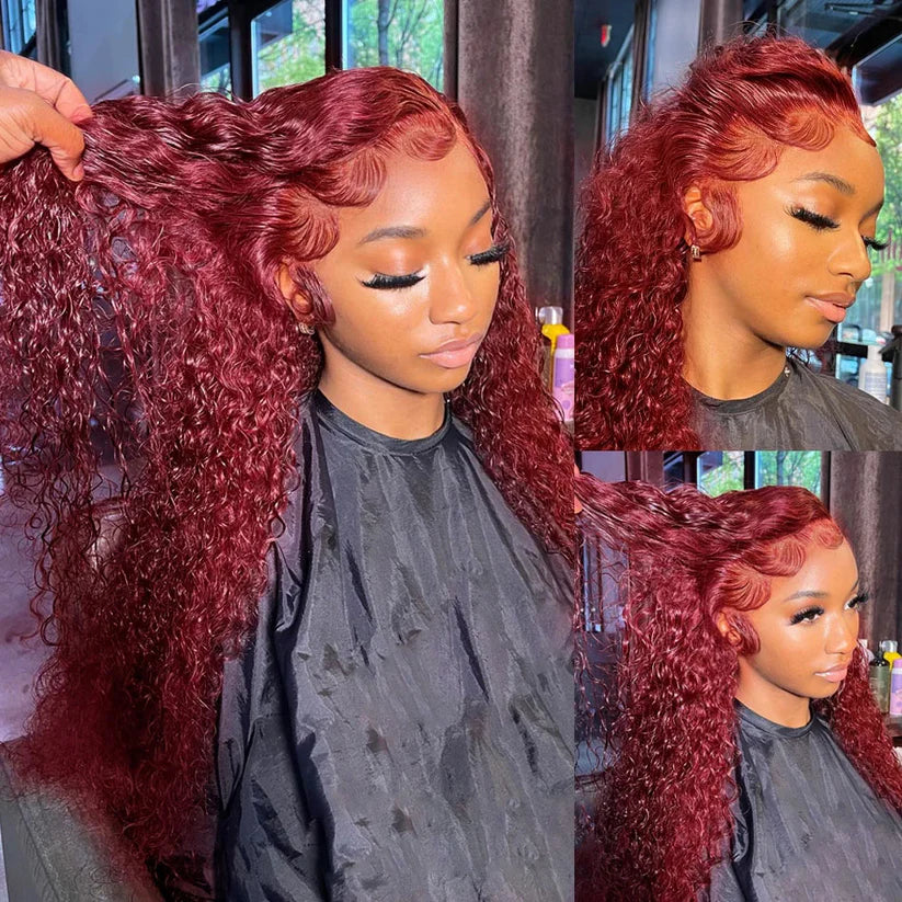 MINICE Burgundy 99J Deep Wave Wig 13x6 HD Lace Frontal