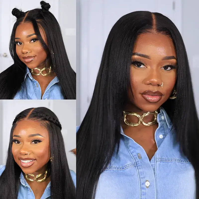 Minice Kinky Straigth Wig 13x4 Mini Knot HD Lace Frontal Wigs Human Hair