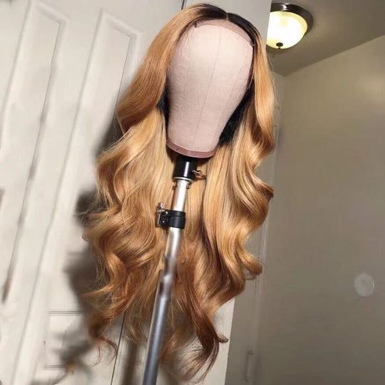 Minice Hair 1B/27 OMBRE Invisible Strap 360 Drawstring 100% human hair Lace wig Bleached Knot