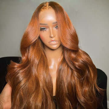 MiNice Copper Brown Colored Human Hair Pre-everything Adjustable 13x4 HD Lace Wigs