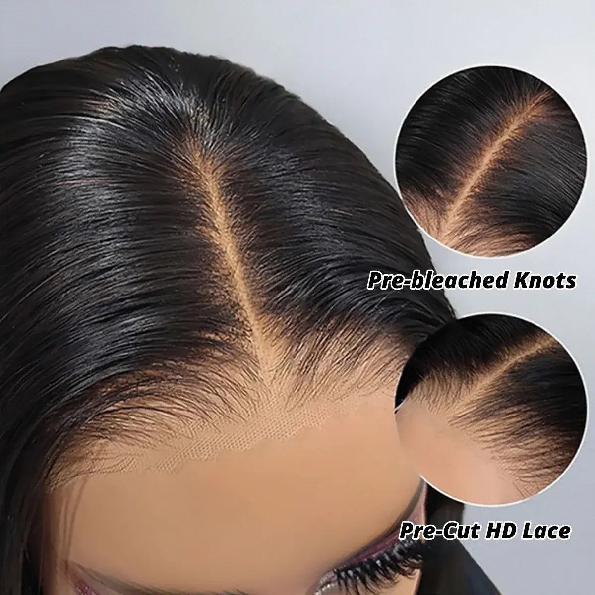 6x6 Pre-Cut Pre-Bleached Body Wave Glueless Lace Wig Human Hair 180% Density Pre Plucked