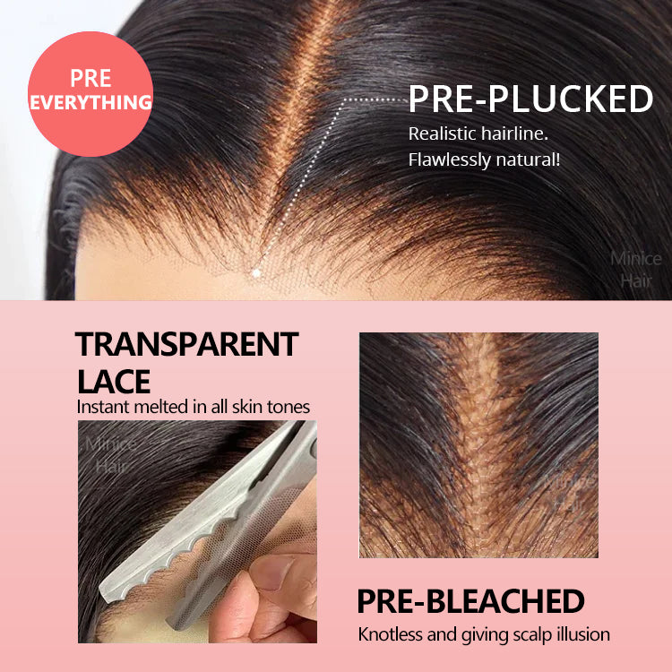 300% Density Luxury Bouncy Wavy Virgin Human Hair Transparent HD Lace Front Wig Pre-Plucked Hairline Day to Night Ready