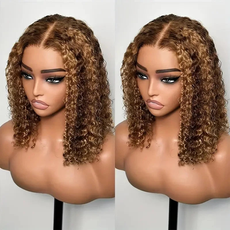 Minice Highlight Wig 6X6 Deep Wave Brown With Blonde Color Ready To Go Wig