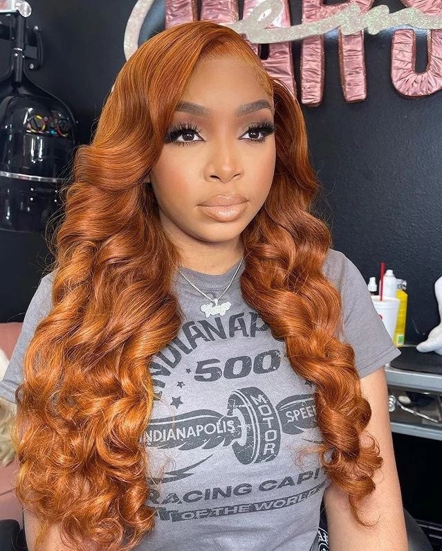 MiNice Copper Brown Colored Human Hair Pre-everything Adjustable 13x4 HD Lace Wigs