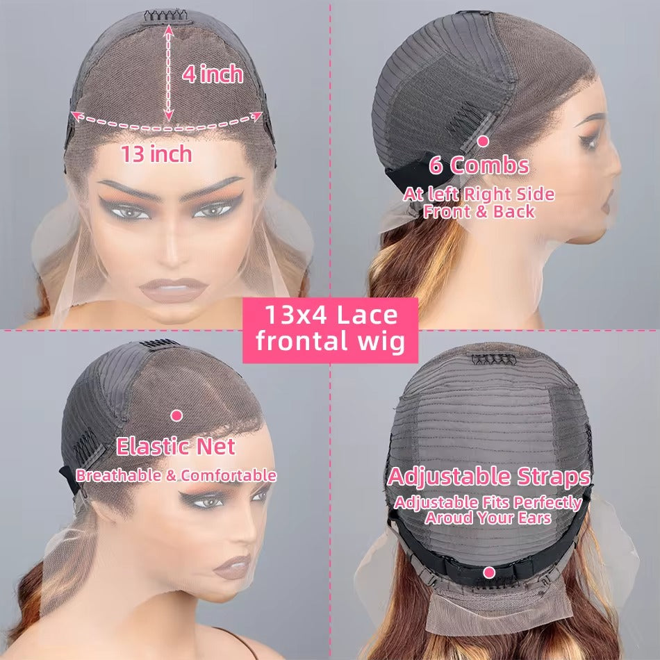 1B/30 Highlight Colored Body Wave 13x4 HD Lace Human Hair Balayaga Wigs