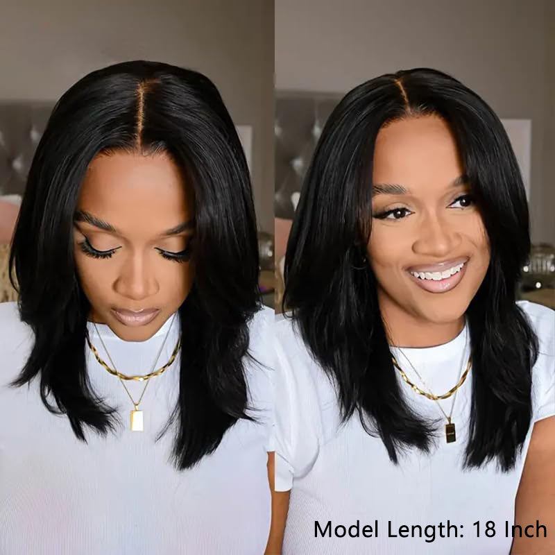 Minice Layered Cut 6x6 Glueless Lace Wig Butterfly Haircut Pre-plucked 100% Human Hair 50% OFF
