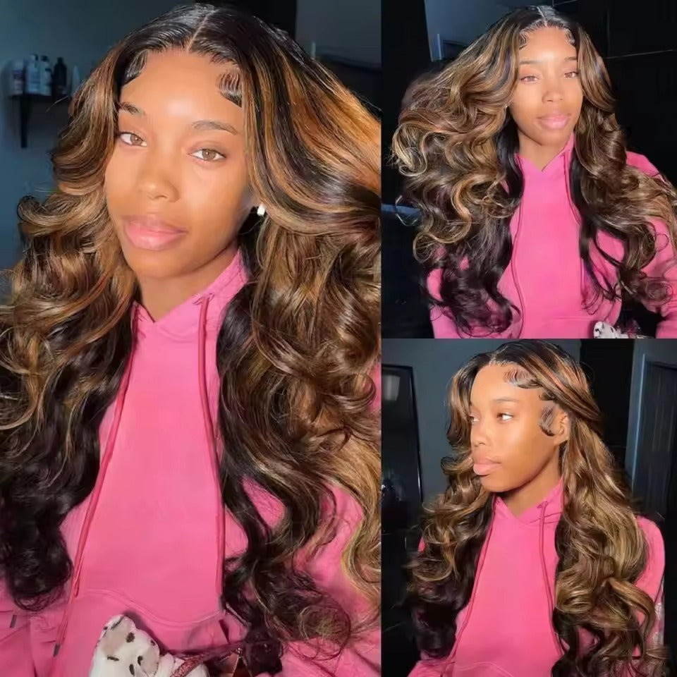 MiNice P2/30 blonde Highlight Colored Human Hair Pre-everything Adjustable 13x4 HD Lace Wigs