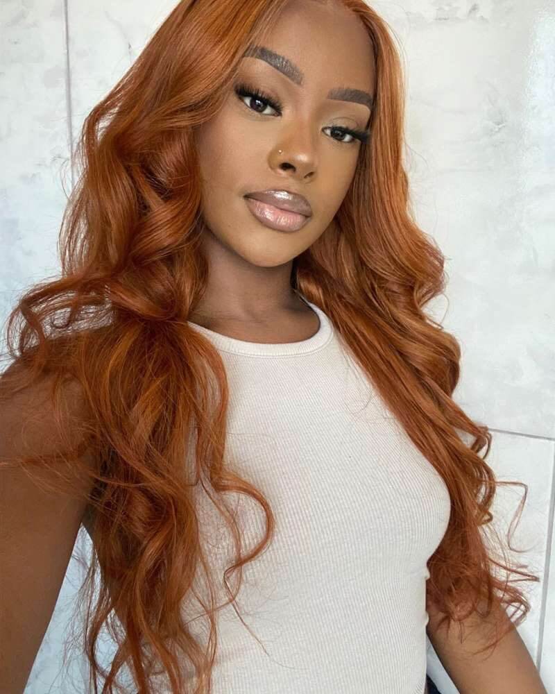 MiNice Copper Brown Colored Human Hair Pre-everything Adjustable 13x4 HD Lace Wigs