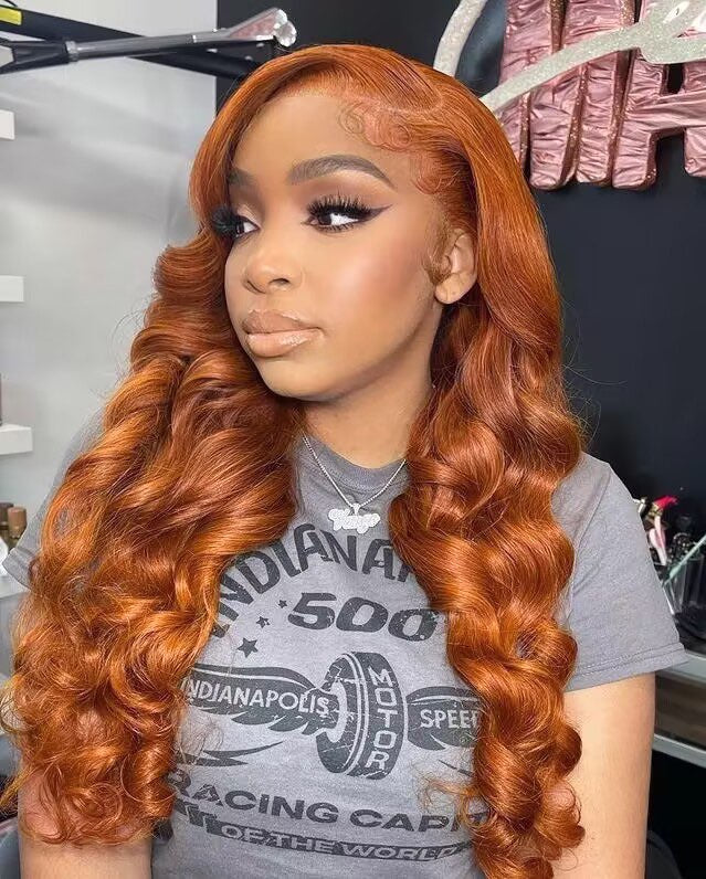 MiNice Copper Brown Colored Human Hair Pre-everything Adjustable 13x4 HD Lace Wigs